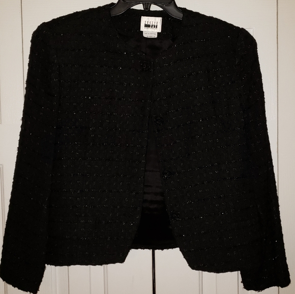 Leslie Fay black suit sz 14/12P - Picture 1 of 8